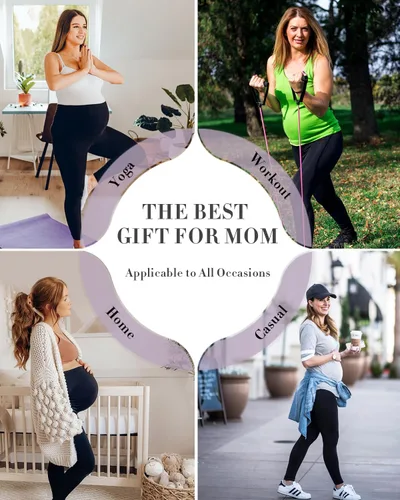 Miniatura 3 de yeuG Paquete de 3 leggings de maternidad para mujer, sobre el vientre, pantalones de yoga para embarazo, ropa deportiva, leggings de entrenamiento