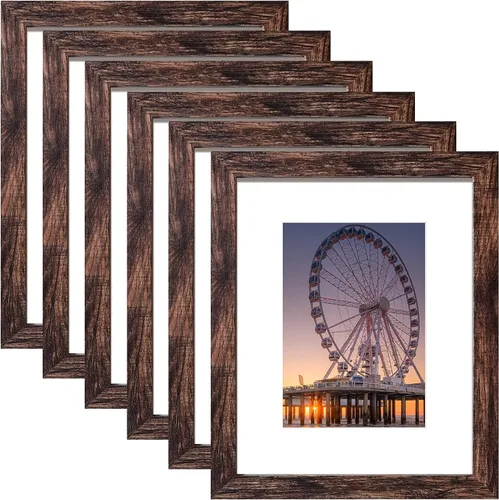 Miniatura 11 de BESCRCL Juego de 6 marcos de fotos negros de 8 x 10, muestra fotos de 5x7 con pie o 8x10 sin pie para montaje en pared o mesa
