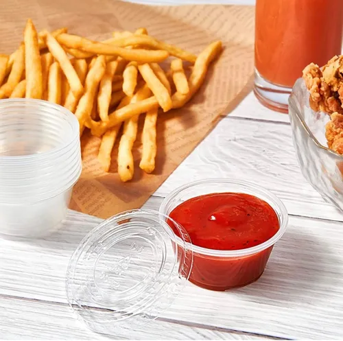 Miniatura 7 de [2 oz- 100 juegos] Vasos de plástico transparente con tapas, tazas de soufflé sin BPA