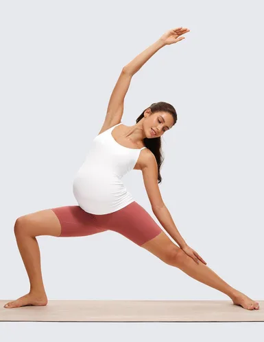 Miniatura 4 de CRZ YOGA Butterluxe - Camiseta sin mangas de maternidad con espalda en Y para mujer, fruncida, básica, sin mangas, atlética, para yoga