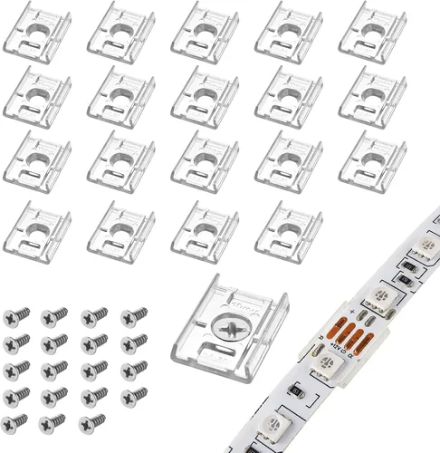 Miniatura 8 de VIPMOON 100 clips de montaje de tira LED transparentes de 0.315 pulgadas de ancho y 100 tornillos Phillips de acero inoxidable compatibles