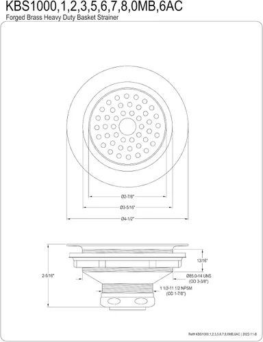 Miniatura 2 de Kingston Brass KBS1002 - Colador de cesta para fregadero de cocina, latón pulido