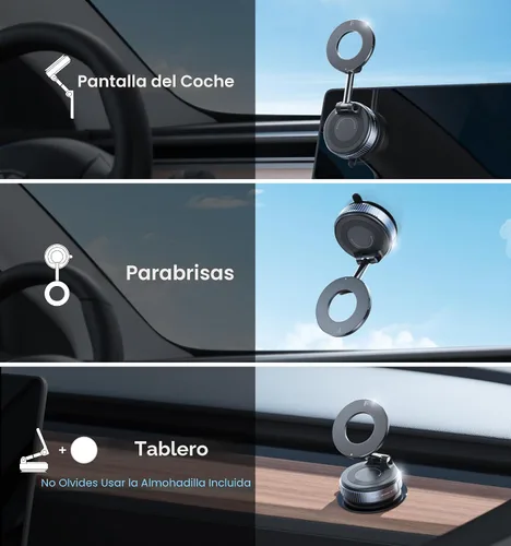 Miniatura 2 de REOKILY Soporte magnético de teléfono para automóvil mejorado al vacío 2026, reforzado en 360°, 96 libras, soporte de teléfono con ventosa ultra