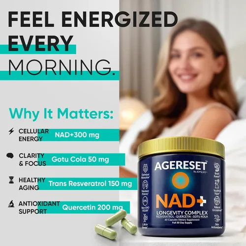 Miniatura 6 de AGERESET NAD Suplemento NMN Alternativo Liposomal + Gotu Kola para Mujeres y Hombres con Resveratrol, Quercetina, Gotu Kola
