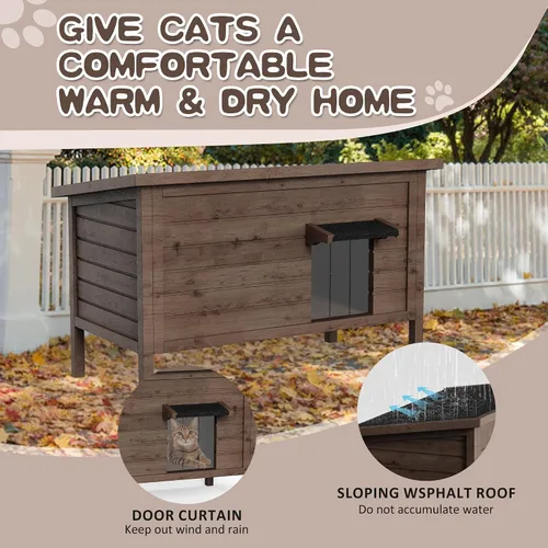 Miniatura 5 de Casa para gatos al aire libre, refugio para gatos totalmente aislado exterior de madera para múltiples gatos, condominios callejeros, granero, gato