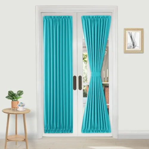Miniatura 80 de DWCN Cortinas para puerta francesa: cortina térmica con bolsillo para barra para puertas con ventana de vidrio, puertas de cocina y patio
