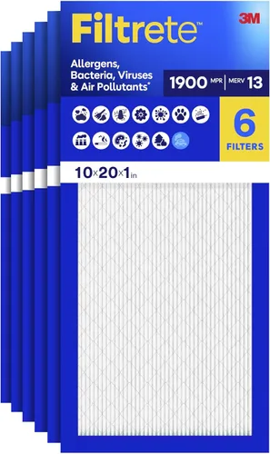 Filtrete - Paquete de 6 filtros plisados para aire acondicionado de 10 x 20 x 1 pulgadas, MERV 13, MPR 1900, filtro premium para alérgenos,