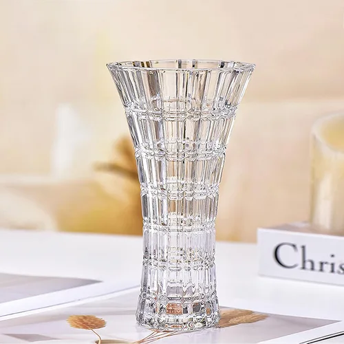 Florero de cristal transparente, diseño grueso para decoración del hogar, centros de mesa, boda, regalo para madres