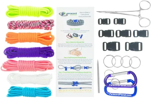 Miniatura 19 de Pulsera y kit de proyecto de paracaídas – 550 cuerdas de paracaídas, hebillas, mosquetones, llaveros