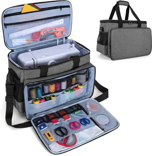 Miniatura 8 de LUXJA Bolsa de transporte para máquina de coser con almohadilla acolchada extraíble, bolsa de mano para máquina de coser y accesorios de costura