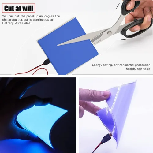 Miniatura 5 de Ourbest El Panel de luz de hoja 2 piezas – Máscara de papel electrouminiscente cortable para iluminación de ojos DIY Cosplay decoración de fiesta