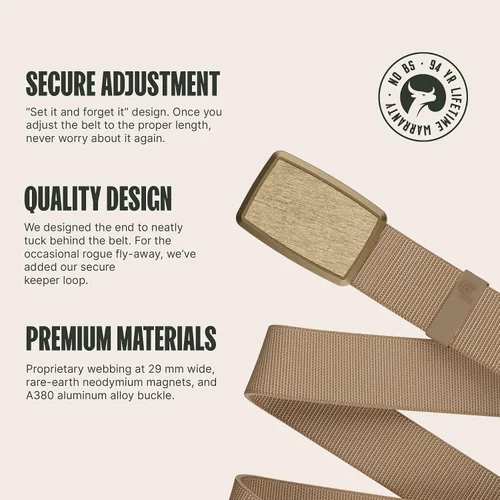 Miniatura 2 de Groove Life Groove Belt Low Profile - Cinturón de nailon elástico para hombres y mujeres con hebilla magnética de aluminio, cobertura de por vida