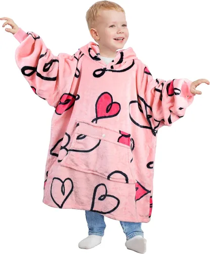 Miniatura 21 de Catalonia - Sudadera con capucha de gran tamaño para niños, sudadera de forro polar portátil con bolsillo frontal grande, para niños de 4 a 12 años
