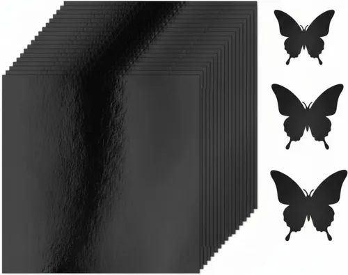 Tenceur 50 hojas de cartulina negra de 12 x 12 pulgadas, hojas de papel metálico brillante con purpurina, papel de impresora cuadrado de 8.82 oz/m²,