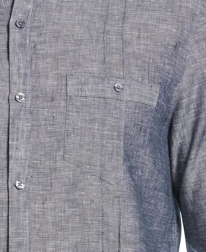 Miniatura 4 de Cubavera Camisa de lino de manga larga para hombre con 2 paquetesTucks
