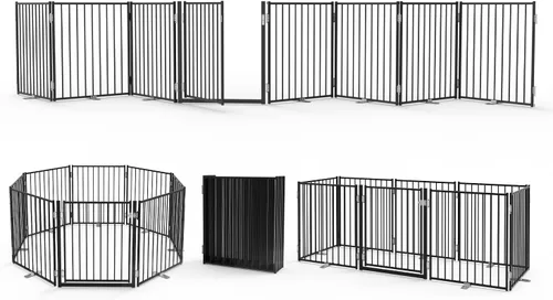 Miniatura 23 de No Pawblems - Puerta independiente para perros, valla plegable de 30 pulgadas de alto para interiores, extensión de puerta extra ancha para Blanco