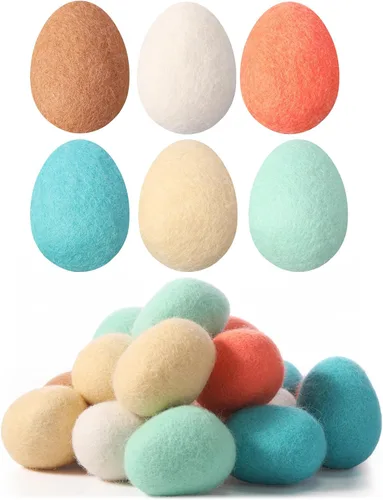 Moukeren Huevos coloridos de fieltro, huevos de fieltro de lana para primavera, decoración de huevo sorpresa pastel para guirnaldas, manualidades,
