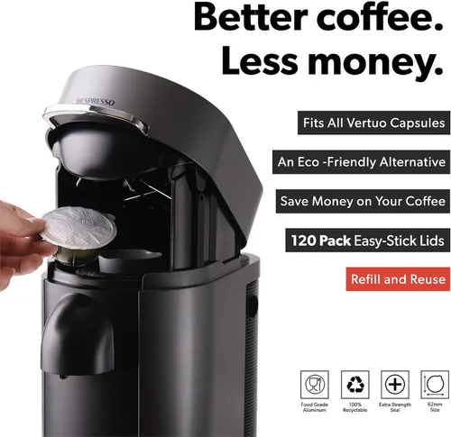 Miniatura 7 de di Oro Caffè - Tapas reutilizables para cápsulas de café compatibles con máquinas Nespresso VertuoLine para reutilizar cápsulas de café Vertuo