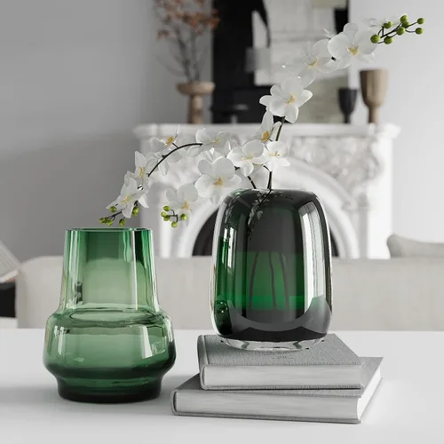Miniatura 5 de Relexome Florero de cristal ámbar para centros de mesa, flores de 6.7 pulgadas, redondo, moderno, jarrón decorativo para decoración del hogar, sala