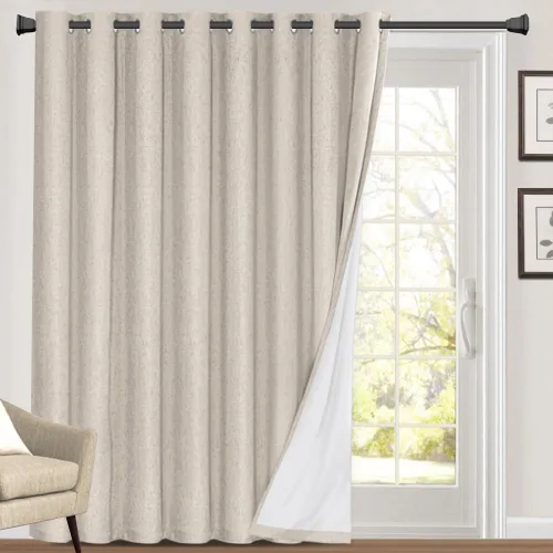 Miniatura 73 de Primitive - Cortinas opacas 100 % de lino texturizado natural para dormitorio, sala de estar, cortinas para ahorra energía, tela de arpillera