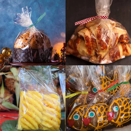 Miniatura 8 de Newkita Bolsas pequeñas de celofán, bolsas de regalo transparentes para dulces, paletas de pastel, golosinas y recuerdos de fiesta con lazos de 4