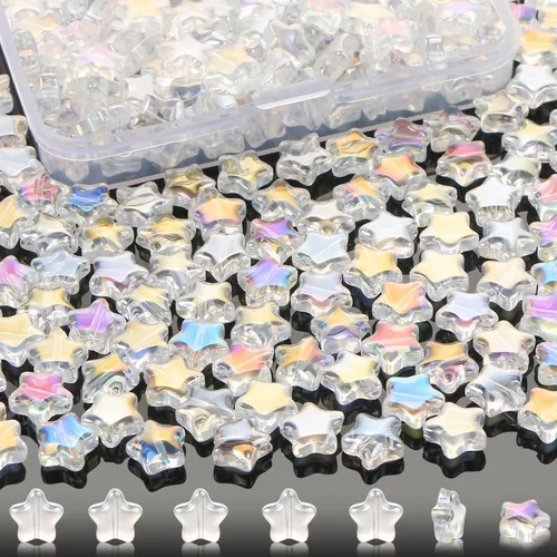 Miniatura 8 de 200 cuentas de estrella de cristal para hacer joyas, pulseras de estrella de cristal de EVERMARKET a granel, cuentas sueltas de estrella