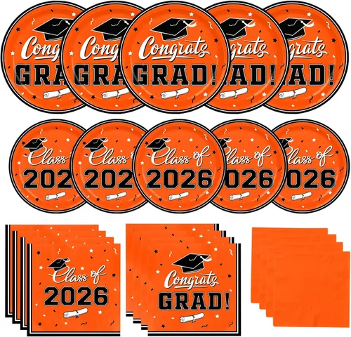 Miniatura 8 de Platos y servilletas de fiesta de graduación Gatherfun 2022 suministros para fiesta de graduación, platos de papel desechables granate, servilletas