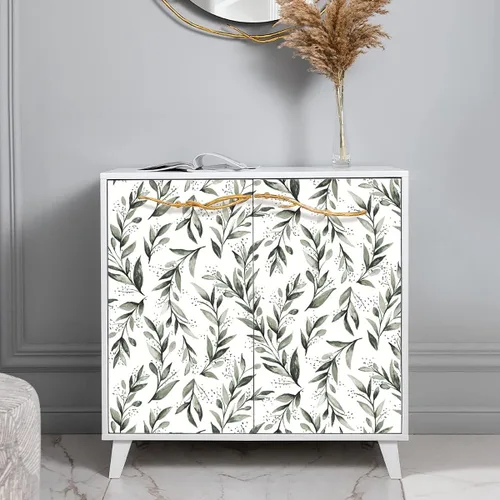 Miniatura 3 de Erfoni Papel Tapiz Verde y Blanco Despegar y Pegar Papel Tapiz de Contacto Floral para Dormitorio 17.7 pulgadas x 78.7 pulgadas Papel Tapiz