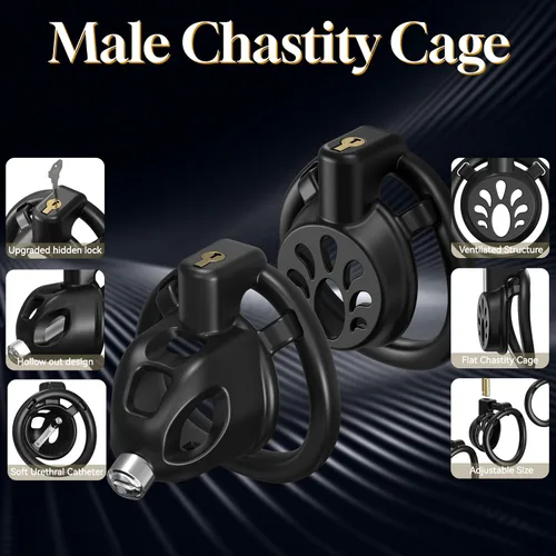 Miniatura 2 de Jaula de Castidad Masculina Juguete Sexual para Hombres, FEELKIDA 2 Estilos Dispositivo de Castidad con Anillo de 3 Tamaños y Cerradura Invisible