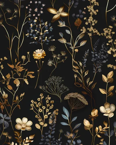 Miniatura 11 de Papel Tapiz Floral Negro Despegar y Pegar Papel Tapiz de Hojas Papel de Contacto de Hojas Doradas para Gabinetes Impermeable Autoadhesivo Papel