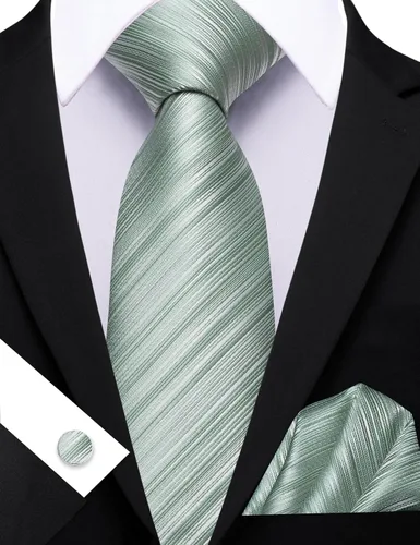 Miniatura 345 de Barry.Wang Juego de corbatas para hombre, corbata de seda a rayas, tejido a cuadros, gemelos formales, negocios, boda