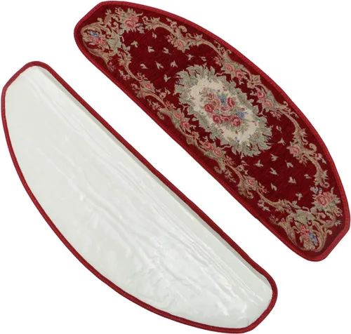 Miniatura 14 de KEYAMA Alfombra de acrílico para interiores, diseño floral, antideslizante, cinta libre - 9 pulgadas de ancho x 30 pulgadas de largo, rojo 059