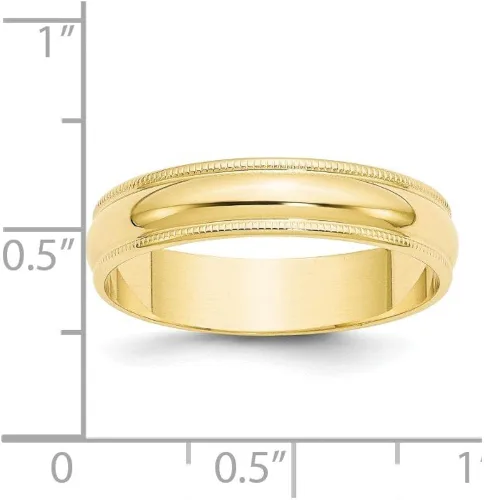 Miniatura 4 de Anillo de boda de oro amarillo de 10 quilates de 0197in milgrain liso clásico de cúpula
