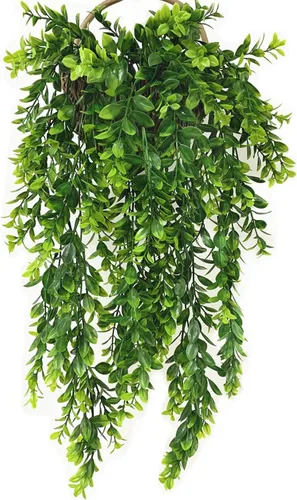 Vid colgante artificial, hojas verdes de hiedra sintética, cadena de plástico, follaje, ratán, sauce, plantas, guirnalda de hojas de vegetación