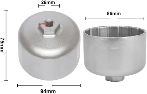 3.386 in 16 Flauta filtro de aceite Llave de filtro de herramienta estilo cartucho Casquillos de carcasa para BMW Volvo X1/X3/X4/X5/X6 Series