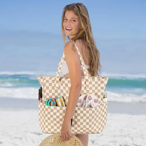 Miniatura 9 de Bluboon - Bolsa de playa impermeable para mujer, extra grande, con compartimento húmedo, para llevar de fin de semana, bolsa de piscina para viajes