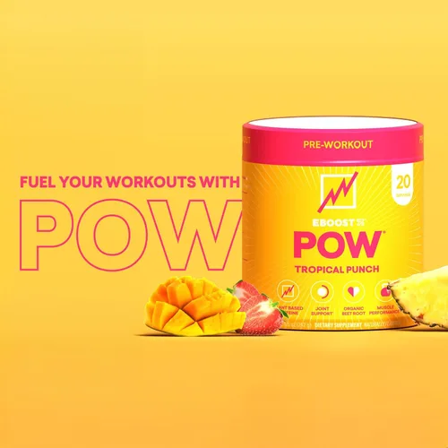Miniatura 8 de EBOOST POW Natural - Polvo de preentrenamiento – 20 porciones – Tropical Punch – Un suplemento de preentrenamiento para el rendimiento, apoyo
