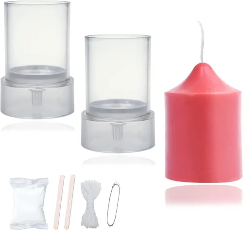 MILIVIXAY 2 moldes para velas de pilar: altura: 3.0 pulgadas, diámetro: mechas de 2.0 a 30 pies de largo, 2 soportes para mechas, un sellador de