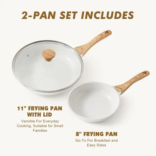 Miniatura 3 de SENSARTE Sartén antiadherente con revestimiento cerámico blanco, sartenes para tortilla, utensilios de cocina saludables, sartén de chef, libre