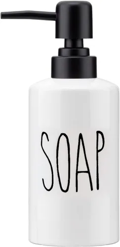 Miniatura 10 de Dispensador de jabón FE, dispensador de jabón líquido de cerámica de 300 ml/10 oz, dispensador de jabón recargable para cocina, baño y lavadero Negro