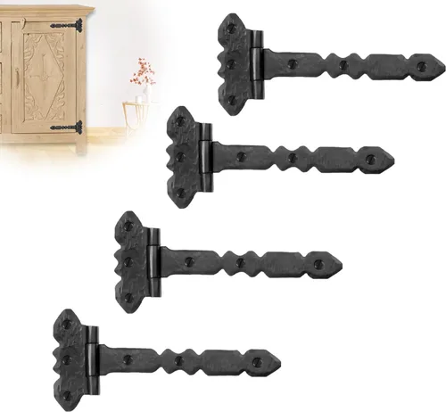 Miniatura 32 de Paquete de 2 bisagras de hierro forjado negro de 9 pulgadas, bisagras decorativas de hierro forjado, bisagras de hierro rústico para persianas