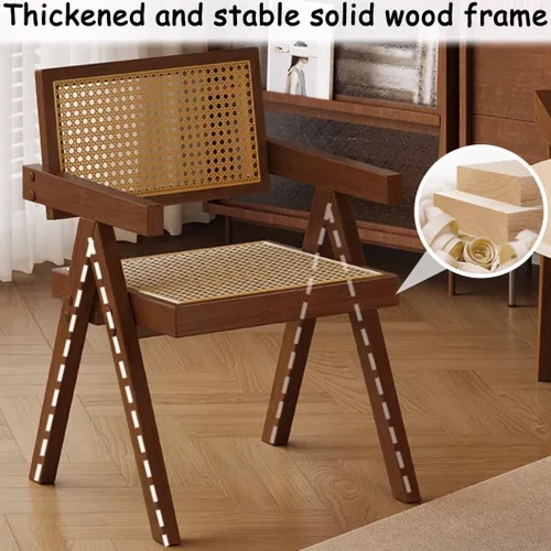 Miniatura 5 de YVYKFZD Juego de sillas de comedor de madera, sillas de comedor de ratán, silla de cocina con respaldo, sillón de salón, silla auxiliar cómoda