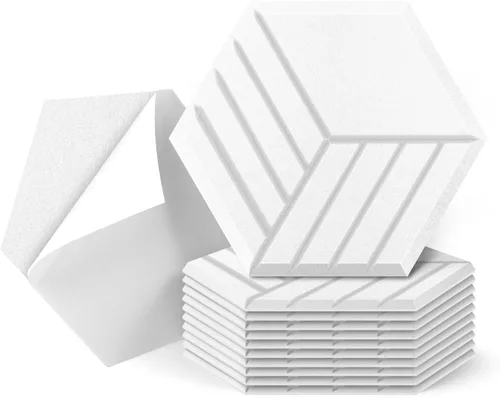 Miniatura 18 de Art3dwallpanels Paquete de 12 paneles acústicos autoadhesivos, 14" X 12" X 0.4" paneles de pared insonorizados, paneles de absorción de sonido
