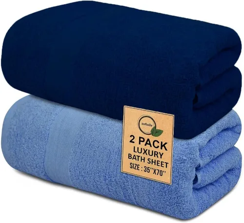 Miniatura 15 de Toallas de baño de lujo 100% algodón, paquete de 2 (35 x 70 pulgadas), súper suaves, de secado rápido y altamente absorbentes, para baño, hogar, spa