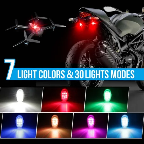 Miniatura 3 de 4 Piezas Luces Estroboscópicas Inalámbricas con Control Remoto - MIRUNNY 7 Colores Alta Luminosidad Anti Colisión Luces Intermitentes Recargables