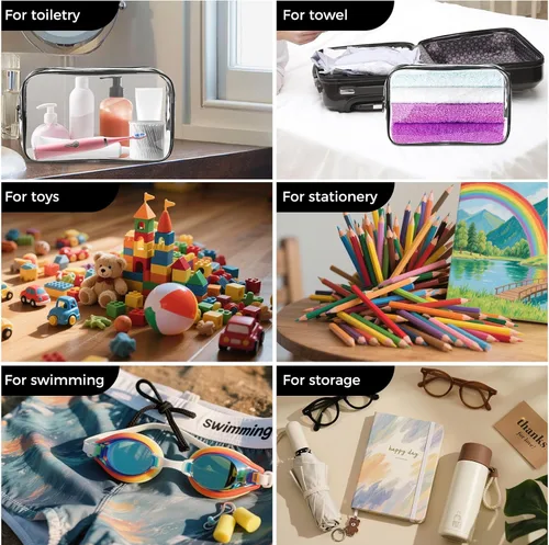 Miniatura 6 de Bolsa de maquillaje transparente AURUZA, bolsas de aseo portátiles para viajes con cremallera, bolsas organizadoras transparentes aprobadas por