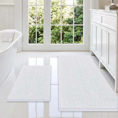 Miniatura 93 de Smiry Juego de 2 alfombras de baño, felpilla suave y absorbente, lavable a máquina, antideslizantes, para bañera, ducha y suelo