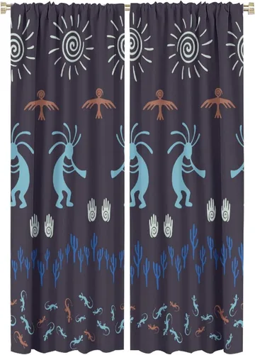 Miniatura 39 de Kokopelli - Cortinas opacas para cocina, decoración de sala de estar, dormitorio, 21 x 45 pulgadas, 2 paneles