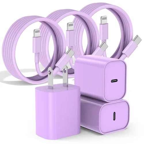 Miniatura 12 de Fashia Cargador rápido para iPhone, cable Lightning de carga rápida de 10 pies, para iPhone 14, 13, 12 Pro Max, carga rápida con bloque de cargador