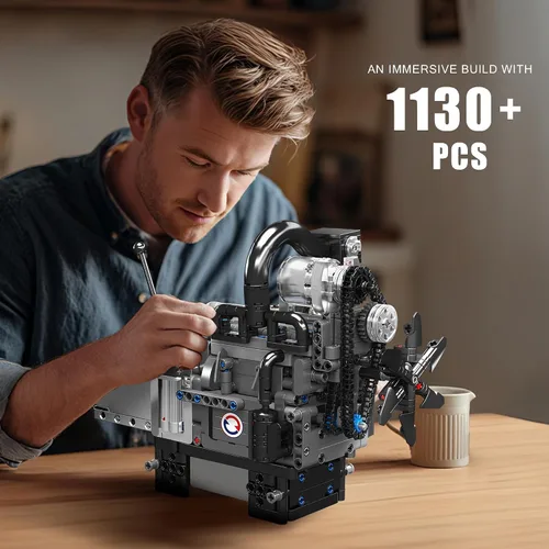 Miniatura 5 de Mould King 10212 Kit de construcción de modelo de motor rotativo, más de 1130 piezas, juego de ensamblaje de motor Wankel motorizado con movimiento